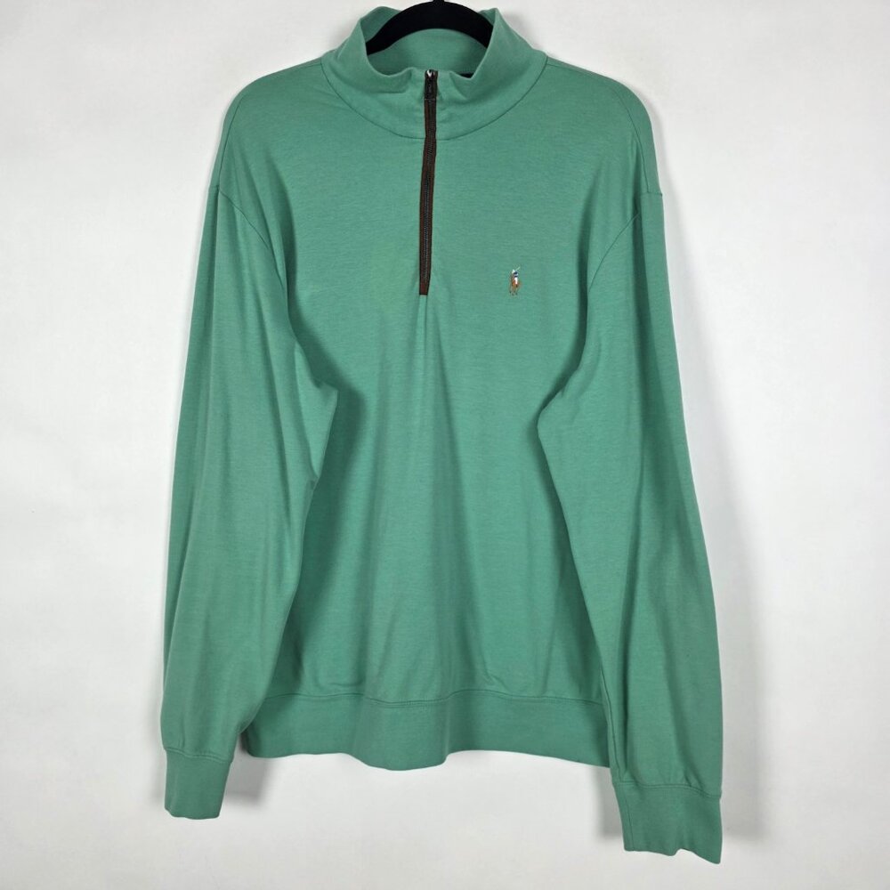 Polo Golf Ralph Lauren 1/4 Zip Water Repellent Stretch Mens Large Green Pullover